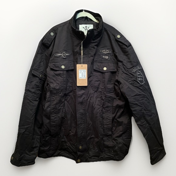 WenVen Men's Sherpa Lined Thick Military Coat Size Black XXL NWT